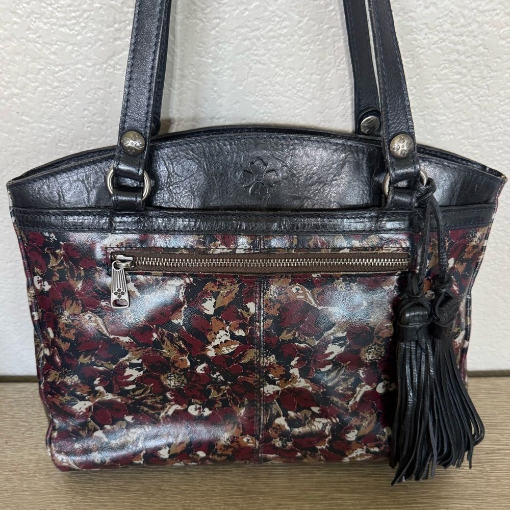 Patricia Nash Maroon Floral Leather Handbag Purse